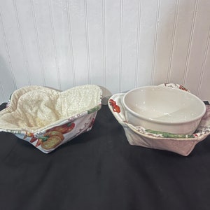 Microwavable Bowl Cozy, Reversible Cotton Fabric Bowl Holder