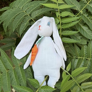 Bunny Sewing Pattern,  Instant Download Sewing Pattern, DIY soft toy doll in organic linen or cotton.