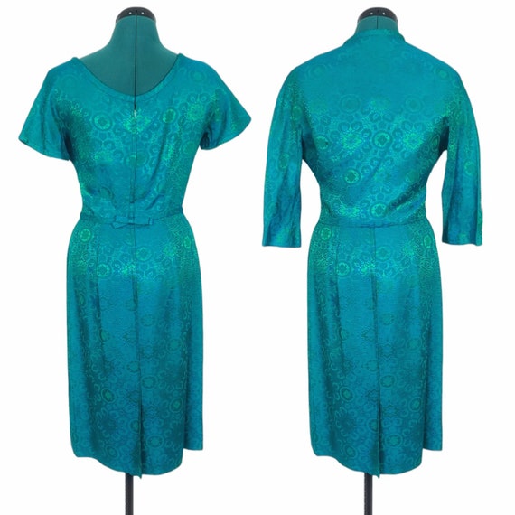 50s Vintage Dress & Jacket Set, Brocade Damask, S… - image 7