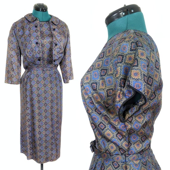 50s Vintage Dress, Jacket, & Belt Matching Set, S… - image 7