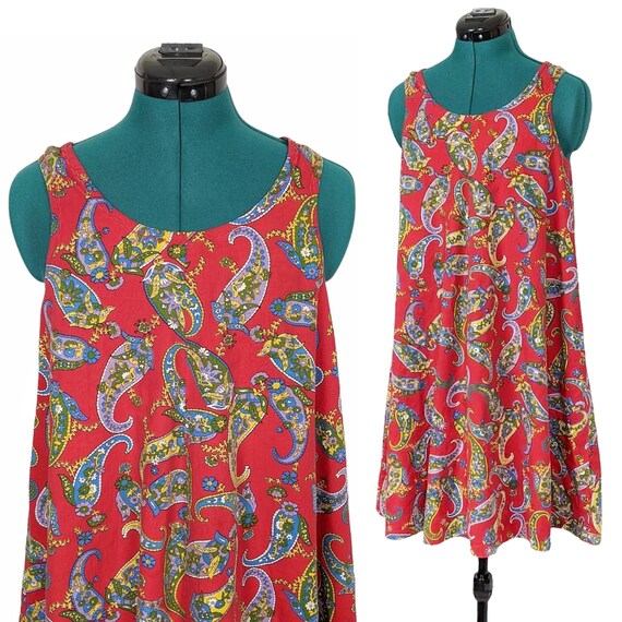 90s Vintage Dress, Size XXS XS, Tent, Paisley Print,  - Gem
