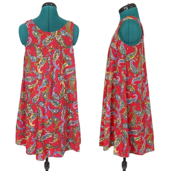 90s Vintage Dress, Size XXS XS, Tent, Paisley Pri… - image 2