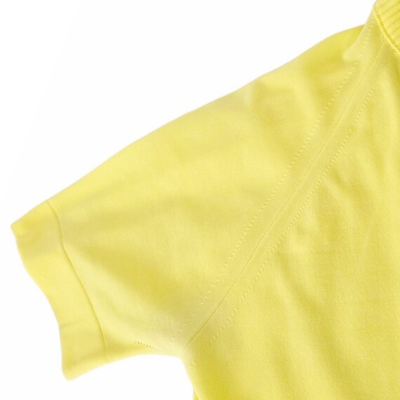 60s Vintage Blouse, 70s Knit Shirt, Lemon Yellow,… - image 5