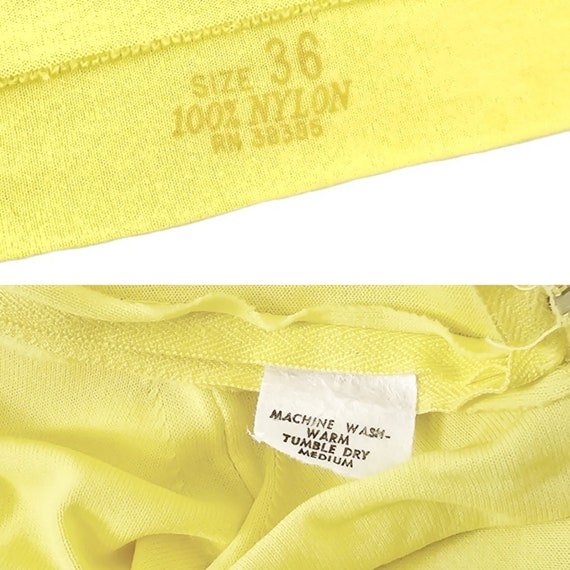 60s Vintage Blouse, 70s Knit Shirt, Lemon Yellow,… - image 6