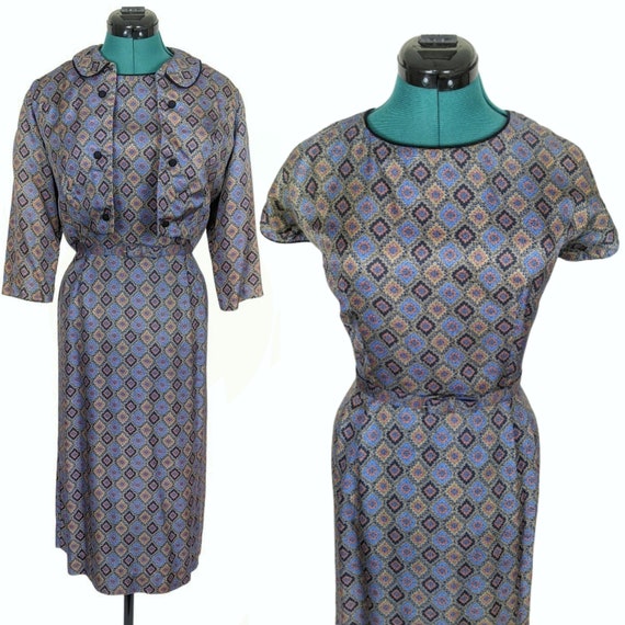 50s Vintage Dress, Jacket, & Belt Matching Set, S… - image 2