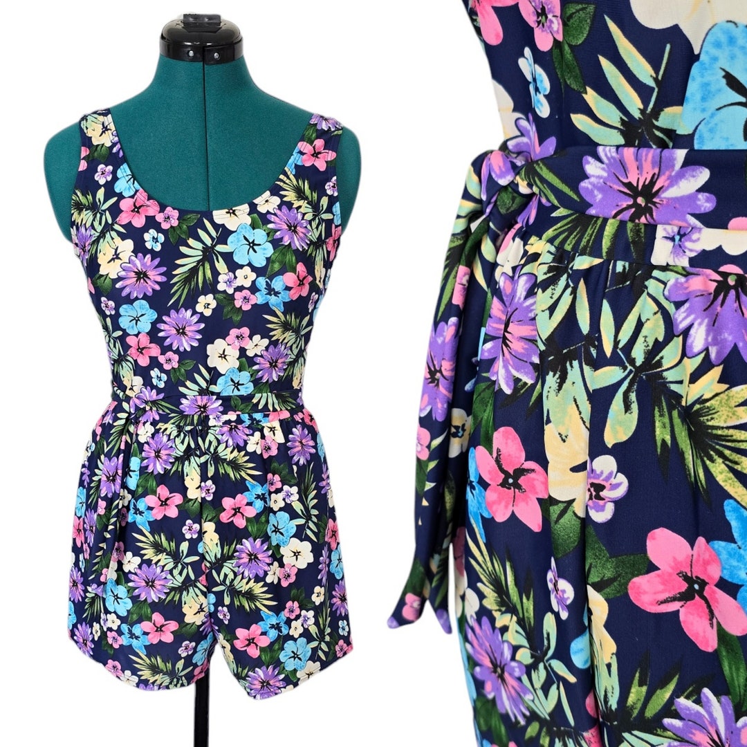 Y2K Vintage Swimsuit Large 12 One Piece Bathing Suit Blair Retro Floral