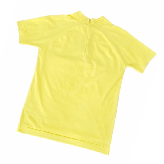 60s Vintage Blouse, 70s Knit Shirt, Lemon Yellow,… - image 3
