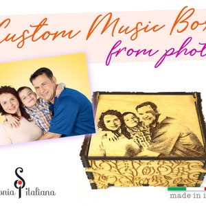 Any Photo Music Box, Family Photo Music Box, Music Box Photo, Custom Music Box, Photo Engraved, Music Box Picture, Photo Engraved Box, Photo