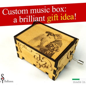 Music Box Custom Photo, Wedding Photo Music Box, Music Box from Photo, Custom Music Box,Hand Crank, Wood Music Box, Bridal Shower image 6