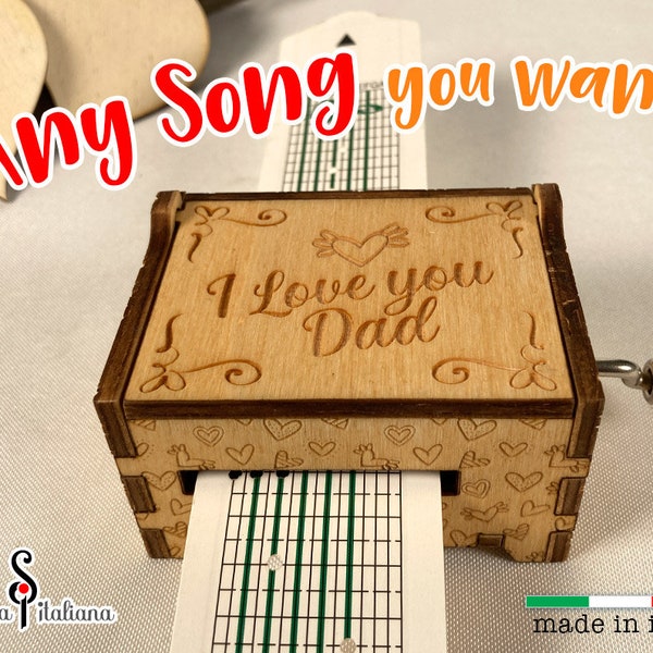 Paper Strip Music box, Father Day Music Box, Father Gift, Music Box, Custom Song Music Box, Custom Engraving, Ti voglio bene papà