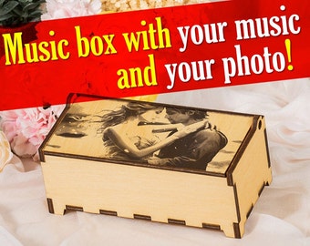 Jewelry music box, Electronic music box, Custom song and photo, Photo custom music box, Handmade, Jewel case music box