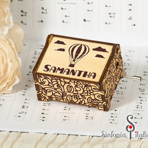 Hot Air Balloon Music Box, Custom Song Music Box, Hand Crank, Custom Engraving, Jewelry Music Box,Baby Music Box, Music Box, Carillon