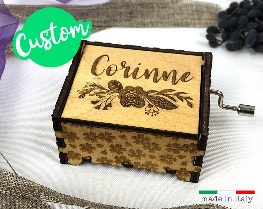 Carillon Flowers Flowers Music Box Custom Name Music Box Etsy