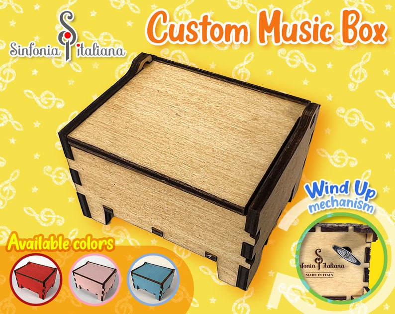 Music Box Wind Up Plain Wood Music Box Custom Music Box Etsy
