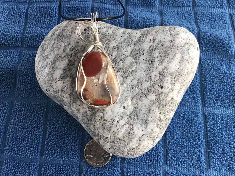 Pudding Stone wire wrap pendant necklace.