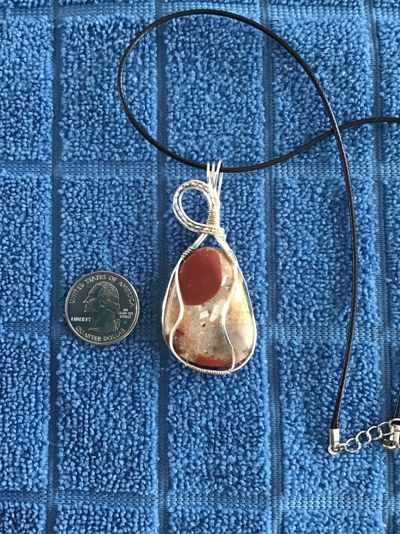 Pudding Stone wire wrap pendant necklace.