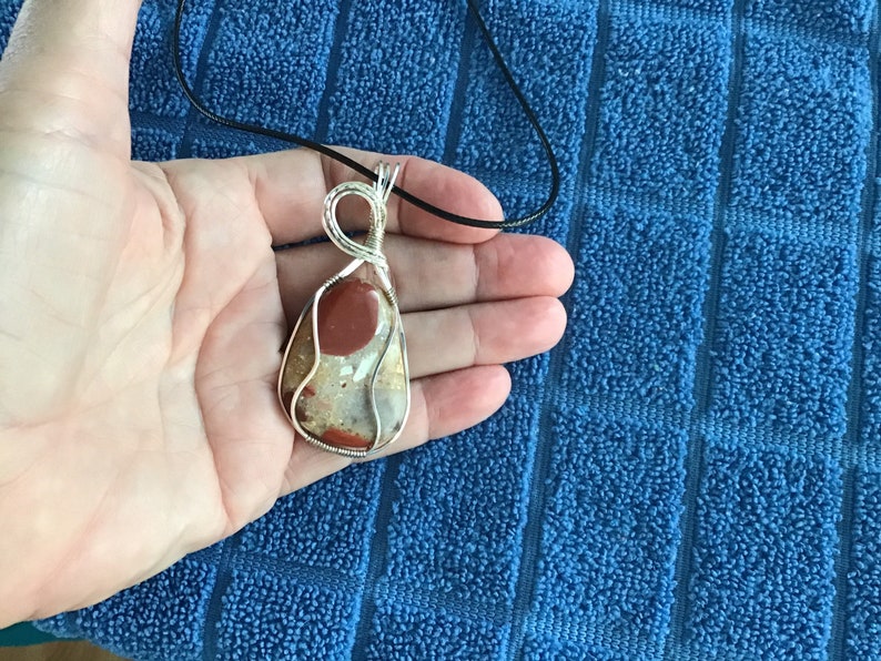 Pudding Stone wire wrap pendant necklace.