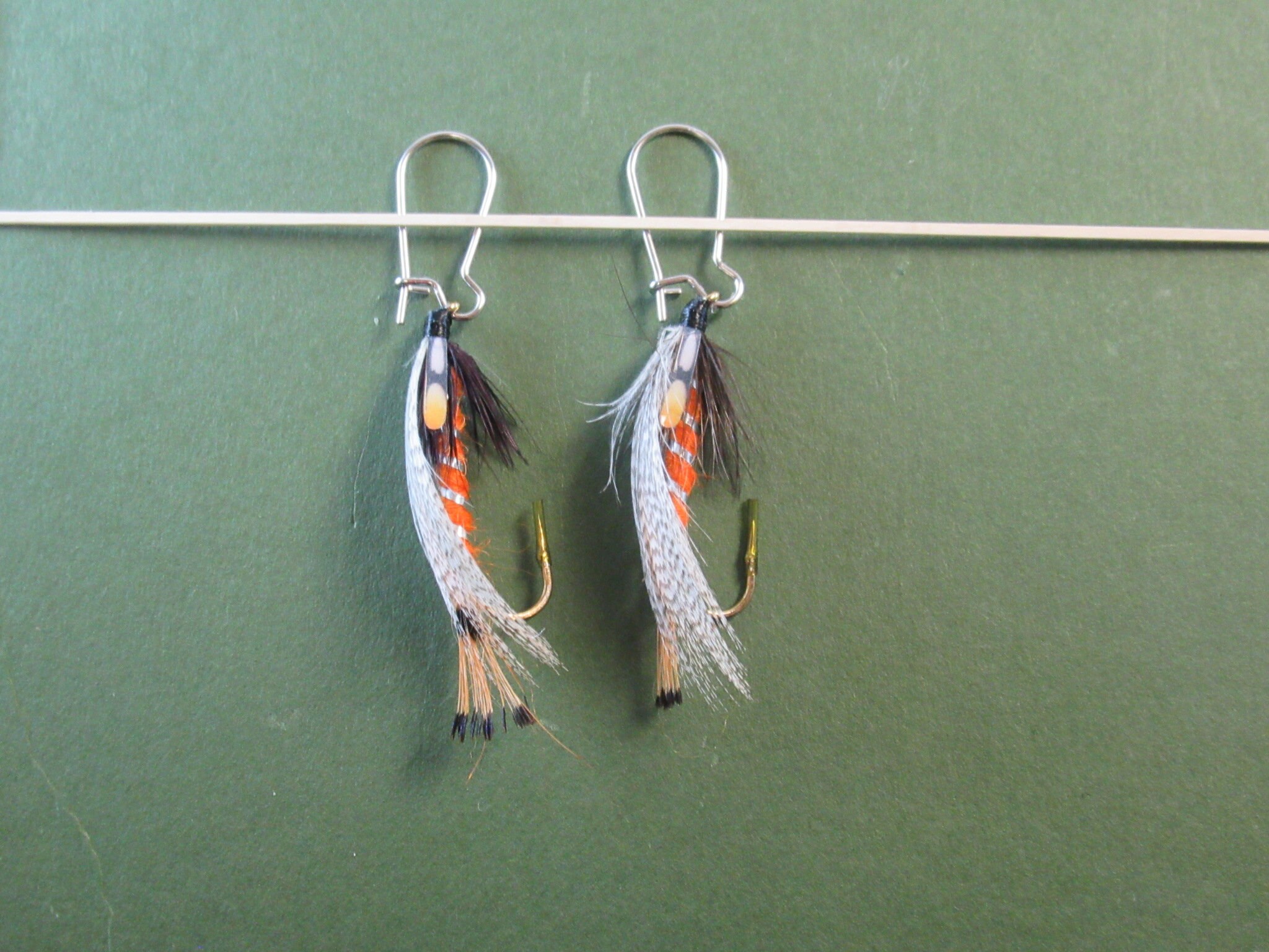 Classic Flyfishing Earrings Wood Special White Gold Etsy