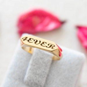 Anillo de plata personalizado, anillo con nombre personalizado, anillo con letras de plata, regalo para el día del padre, la madre, la novia o el novio, anillo con letras de oro macizo de 14 quilates