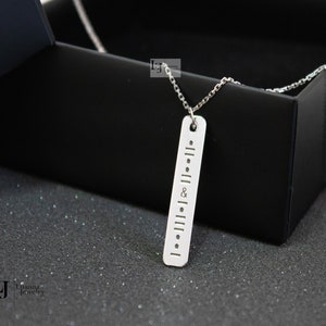 Morse Code Silver Necklace,  Personalized Morse Code for Women and Men, Custom Message Jewelry, Minimalist Jewelry, Unique Gift for Her