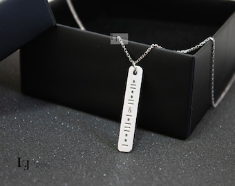Morse Code Silver Necklace,  Personalized Morse Code for Women and Men, Custom Message Jewelry, Minimalist Jewelry, Unique Gift for Her