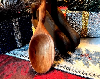 wooden cooking spoon, hand crafted from cherry wood, serving utensil!