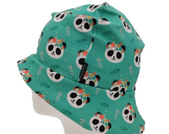 Jersey Sonnenhut Mütze Panda türkis Puschel-Design®