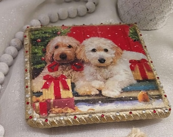 Goldendoodle Riser Decor with Rhinestones - Handmade Resin with pretty bling - Great Doodle display!