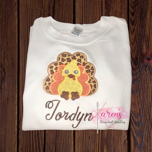 Mädchen Thanksgiving Türkei Shirt personalisiert bestickt Gepard Türkei Shirt