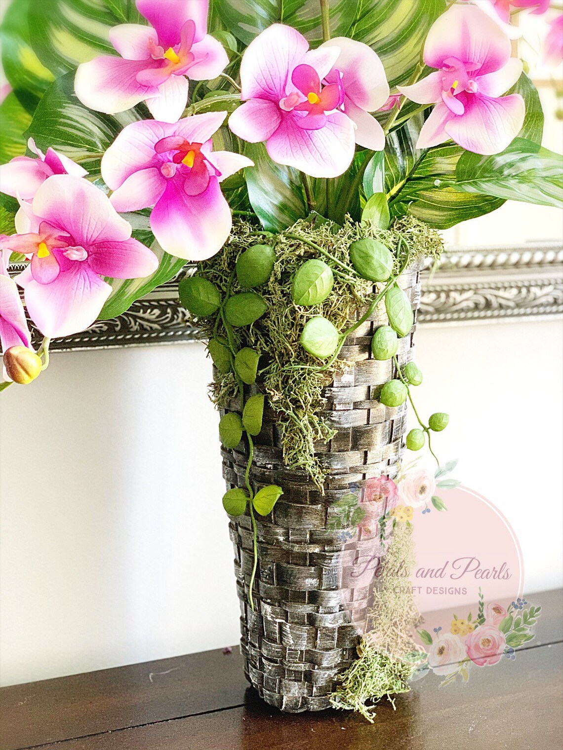 Hanging basket orchid wall decor flower basket tropical Etsy