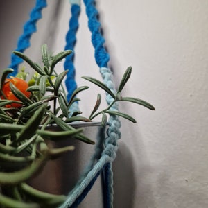 Blue macramé plant holder