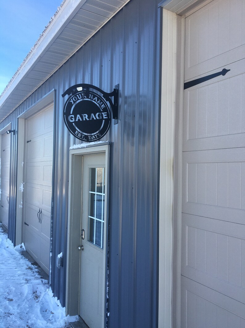 Name Personalized Steel Metal Hanging Garage Sign Etsy