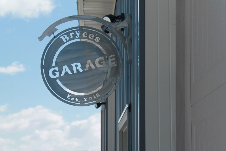 Name Personalized Steel Metal Hanging Garage Sign Etsy