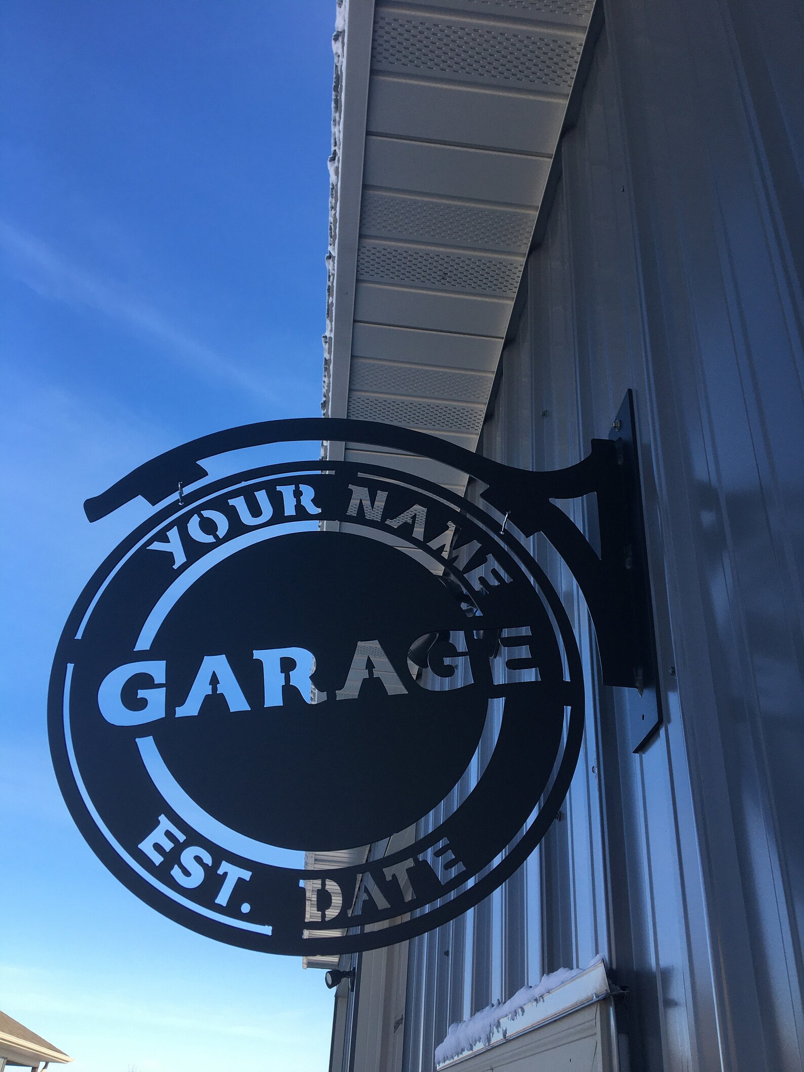 Name Personalized Steel Metal Hanging Garage Sign Etsy