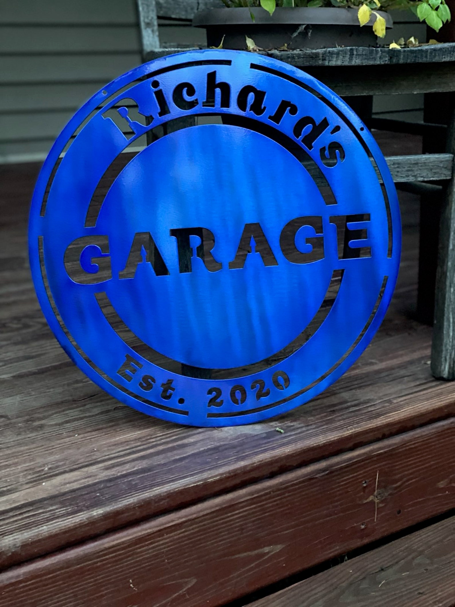 Name Personalized Steel Metal Hanging Garage Sign Etsy