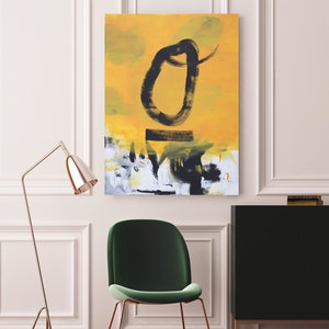 Large Original Abstract Canvas Art Giclée print of Modern Painting, yellow and black painting, Gift idea