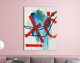 Bright Color Modern Abstract Wall Art Decor Large Colorful Original Contemporary Canvas Painting, Interior decor