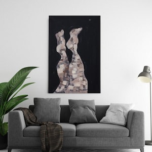 Original Contemporary Canvas Art Giclée print of Modern Painting, pastel and black legs painting, Interior wall decor, living room decor