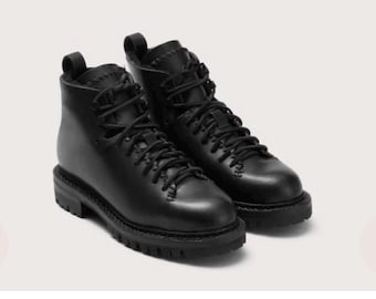 FEIT wool hiker boot lace up in black leather size 39//8.5