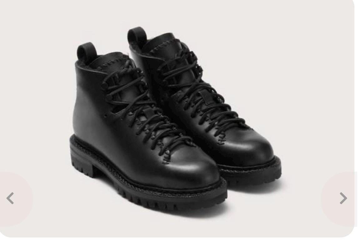 FEIT Unlined HIKER BOOTS Mens Size EU 41 / 7 UK / 8 US Lace Up Black Leather Feit Black Metal Unlined Hiker Boots Feit main image 4