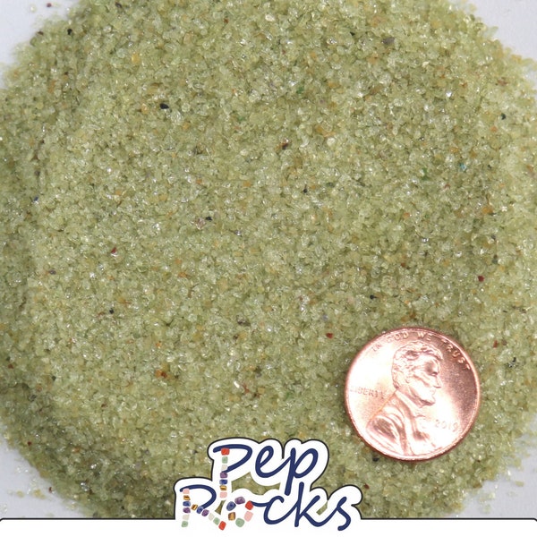 Peridot - Crushed Medium Gemstone Sand. Great for Art, Jewelry, Wood Inlay and Metaphysical uses