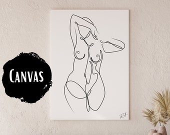 Abstract Line Art Canvas Print, Curvy Woman, Body Positive