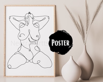 Body Positive Curvy Line Art Print - Minimalist Wall Decor for Self Love and Empowerment