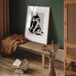 Abstract Curvy Nude Woman Art, Erotic Curvy Female Figure Drawing, Sexy