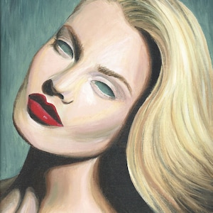 Woman portrait art - Giclee canvas print portrait