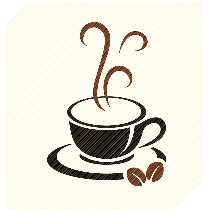 Coffee cup svg, svg, coffee svg, Coffee with steam svg, tea cup svg, coffee beans svg, coffee vector, eps, dxf, png, silhouette file, Print 画像 1