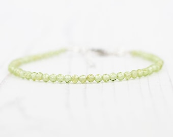 Bracelet Réglable En Argent Sterling 925 - Pierre Péridot Verte Et Grenat Taillés - Fait Main En Inde - Neuf