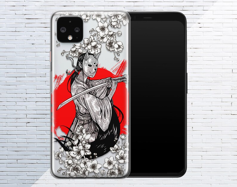 Japanese geisha Silicone Cases Graphical samurai Cover Pixel 4 Clear Google Pixel XL 3a 4a 5 tpu Pixel 5a 6 pro Pixel Phone sakura blossom 3 