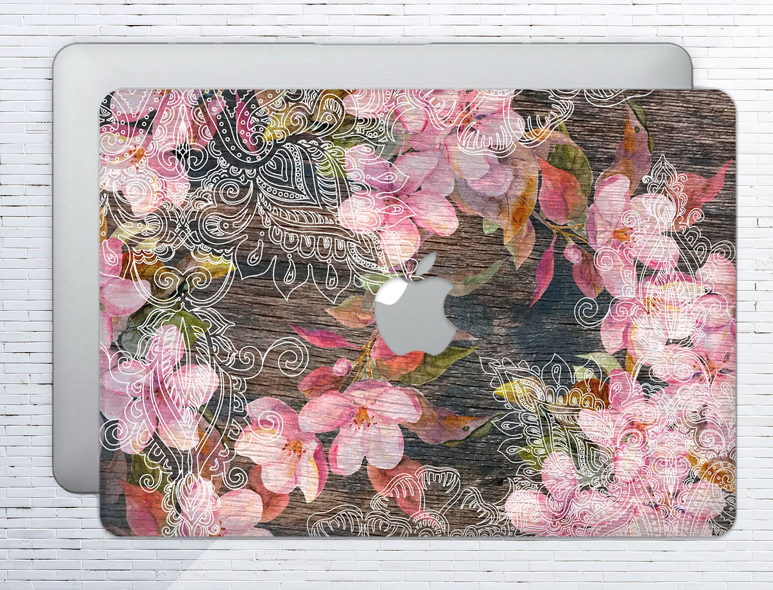 Pink Flowers Macbook Air 12 Case Brown Wood Mac 11 Case Etsy