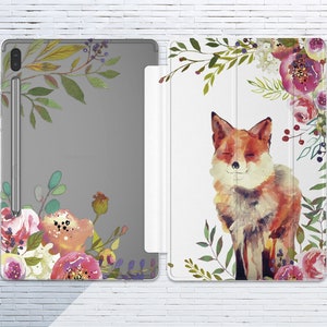 Red fox 11 inch Cover Pink flowers fits Galaxy Tab S6 lite Samsung Tab S2 S7 plus S4 10.5 inch A7 2020 Tablet Case s8 Ultra A 8 S3 9.7 2021